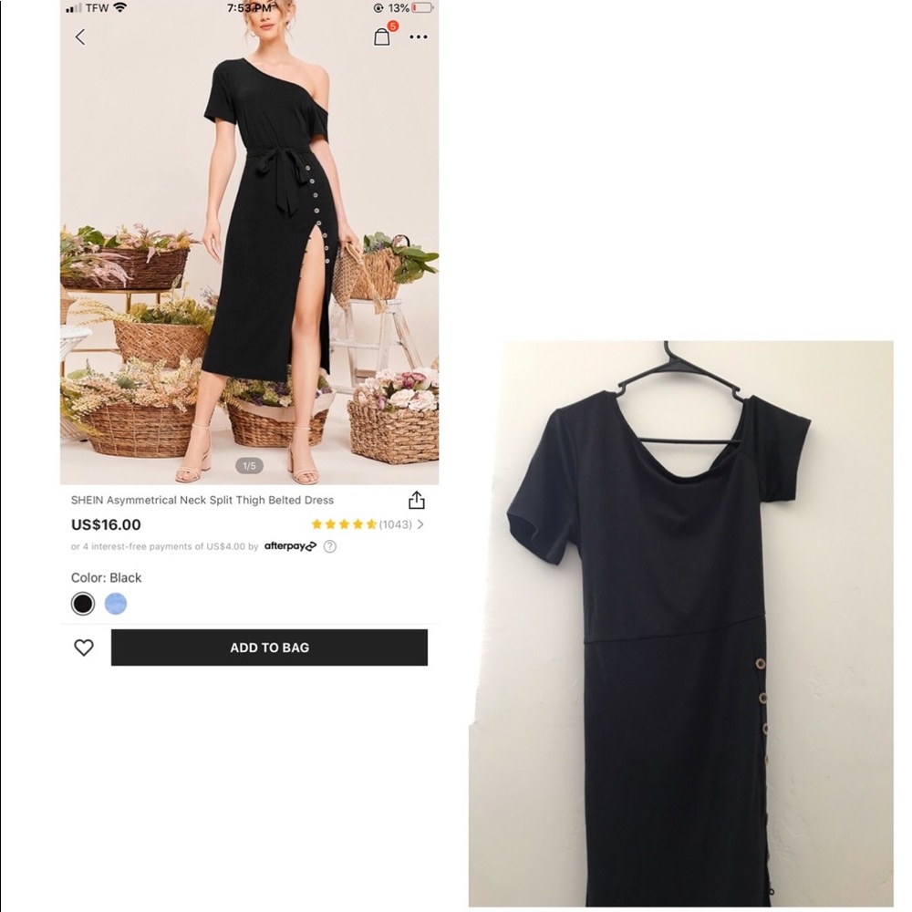 Slit thigh belted dress